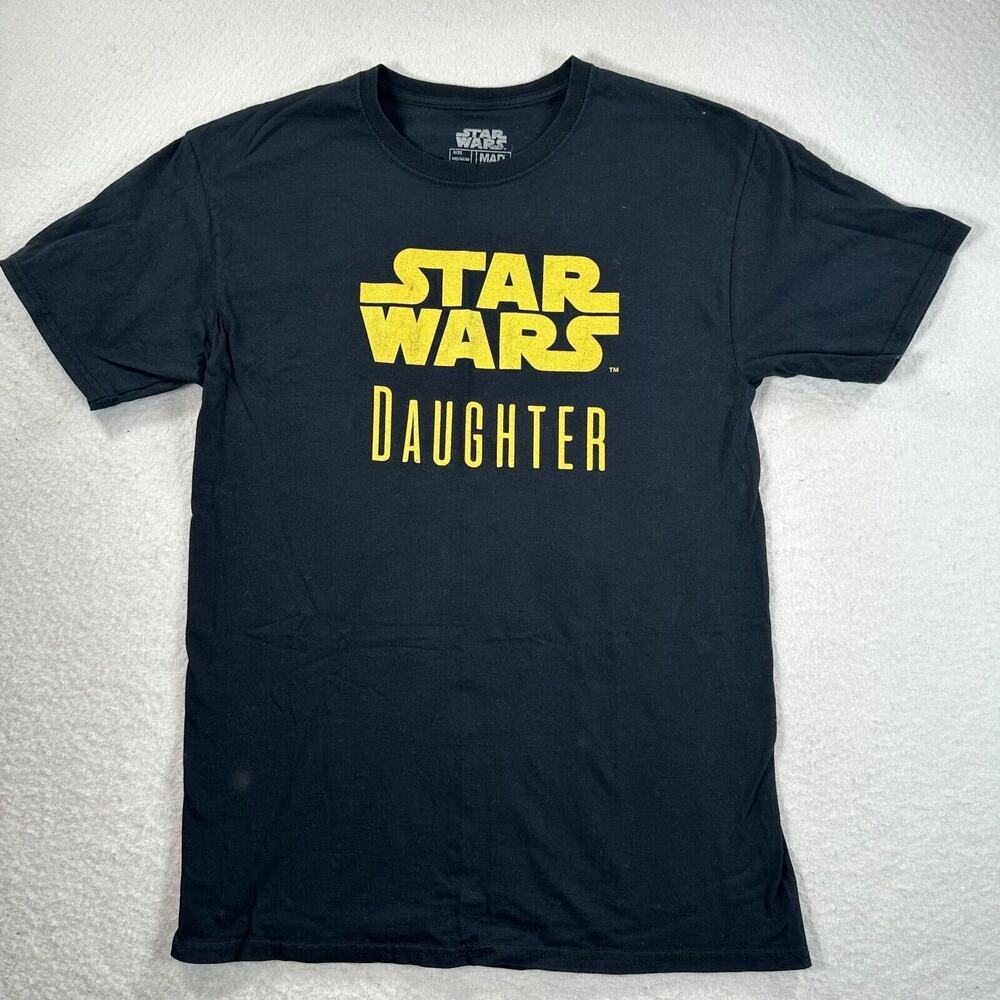 Star Wars Daughter T-Shirt Womens Medium Black Yellow Mad Engine Short Sleeve